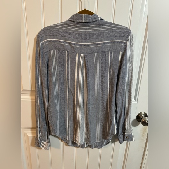 Maeve Anthropologie Blue Striped Button Down Blouse - Picture 5 of 5